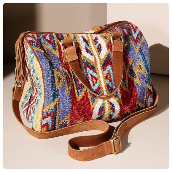 ❤️Beautiful woven ethnic motif Ruggine Winthrop Boston Bag Boston bag - Picture 2 of 10